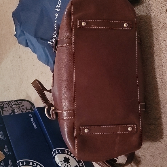 Dooney & Bourke Florentine Leather Double Strap Tassel Satchel - Picture 7 of 9